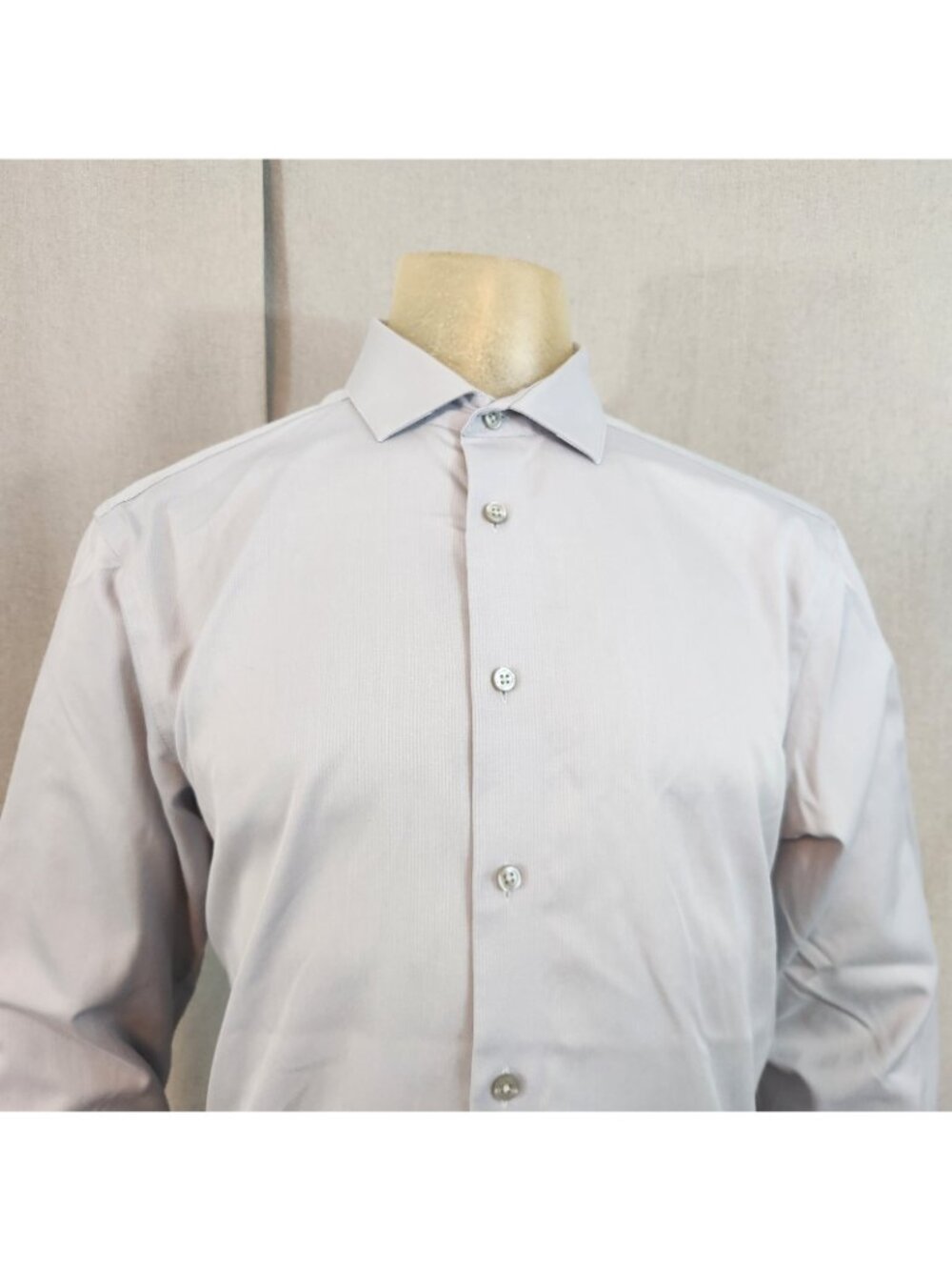 Calvin Klein Gray Long Slv Spread Collar Button Down Dress Shirt 16.5 / 32-33 - Picture 2 of 6